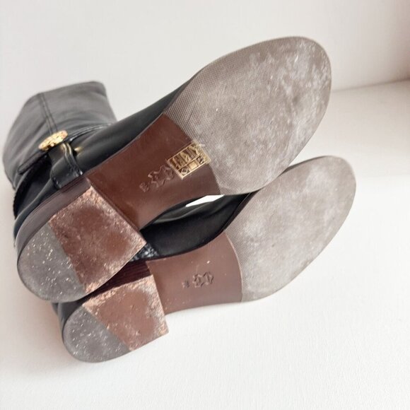 Tory Burch Black Leather Tall Riding Boots 9M - Picture 10 of 11